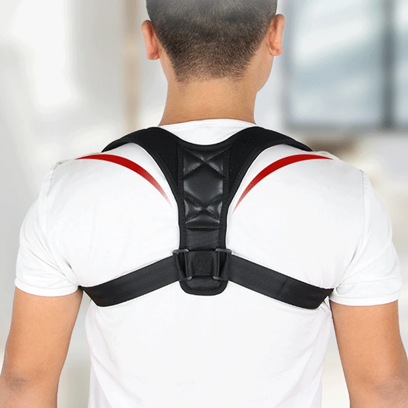 

Черный корректор спины, ремешок для поддержки плеч, для мужчин и женщин, регулируемый Корректор осанки до ключиц