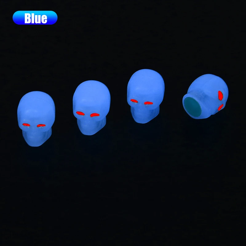 

Универсальные люминесцентные колпачки для автомобильных клапанов в виде черепа, флуоресцентные колпачки для стержней клапана велосипеда, колпачки для ночного светящегося сопла