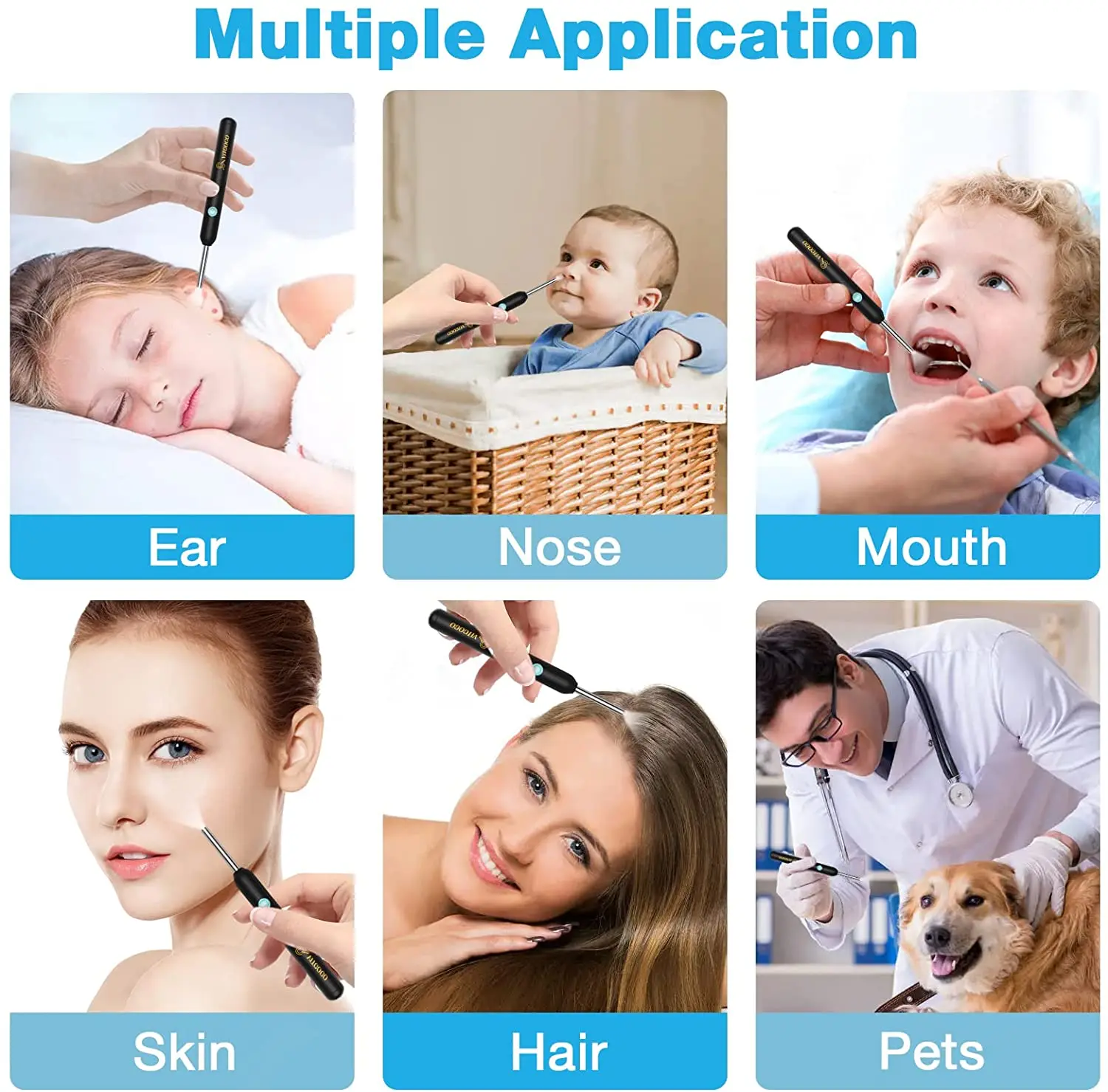 ВИТКОКО Беспроводной очиститель ушной серы с инструментом для камеры 1920P, 6 светодиодными лампами и диаметром 3,9 мм.