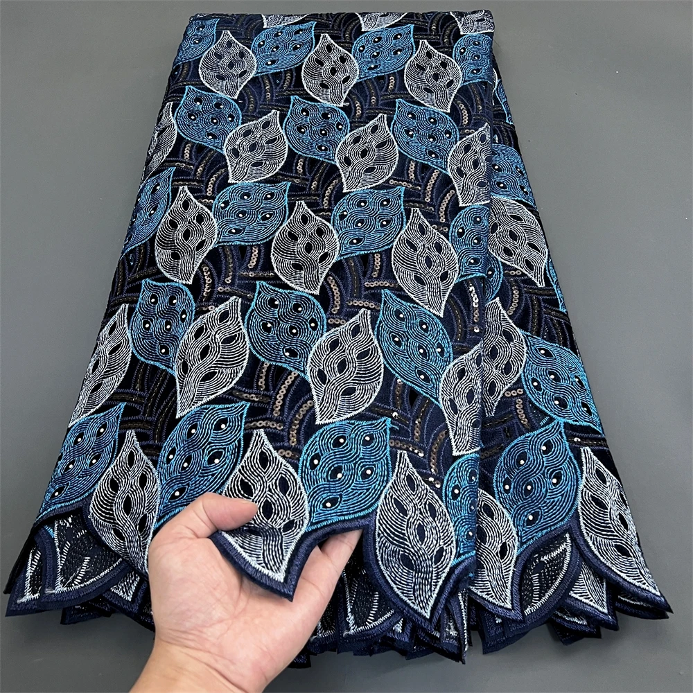 Лавандовая африканская кружевная ткань с блестками украшенная бисером 2024 цветов