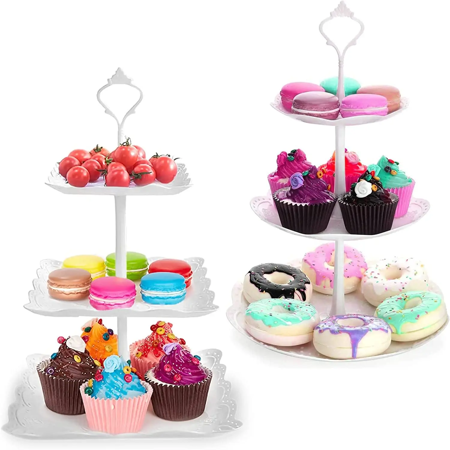 

Inherited 2-piece candy cake tray display rack cupcake rack 3-layer tablet service cupcake fruit rack Food for parties birthd