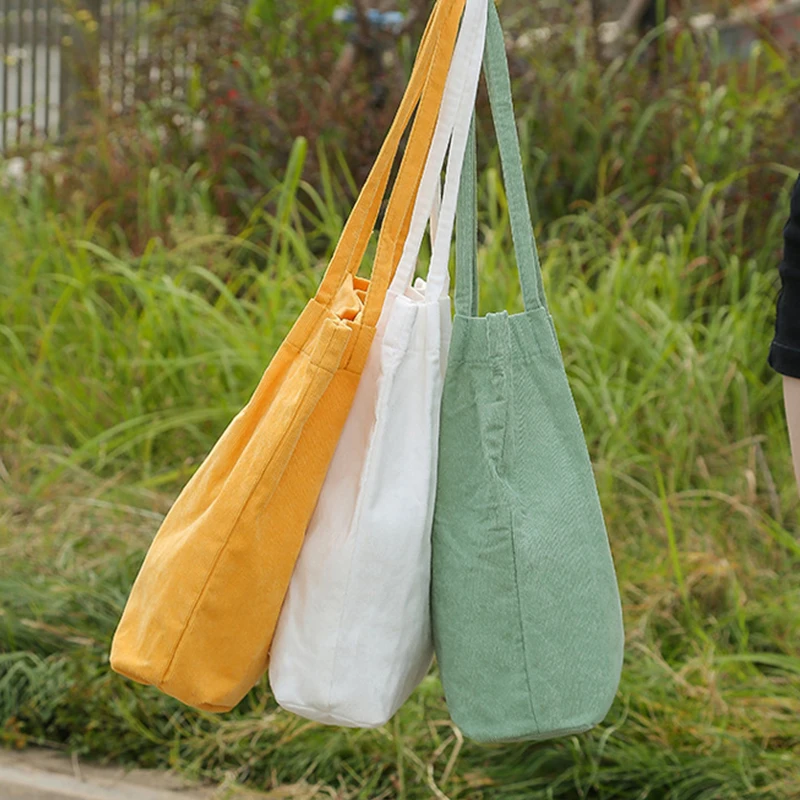 Women's Handbag Fashion Handbags Canvas Bags Corduroy Shoulder Bag Large Capacity Portable Students Office Workers Hand Tote Bag