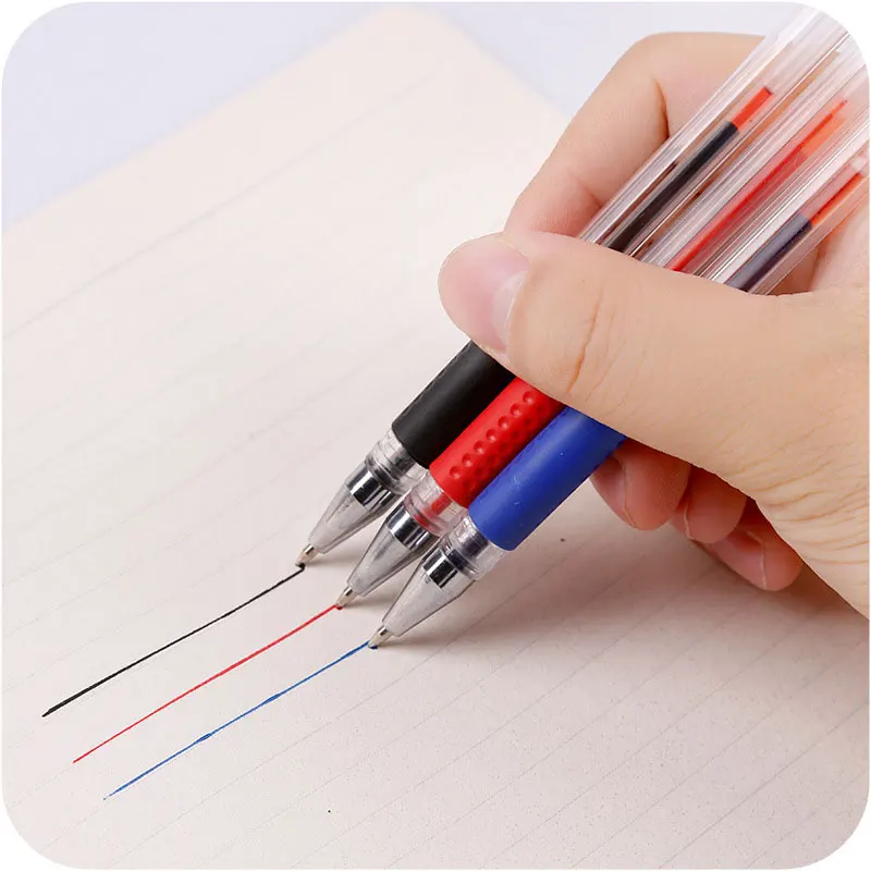 

Гелевая ручка, 10 шт., с шариковым наконечником, черные, синие, красные чернила, 0,5 мм, для записи записей, для школы