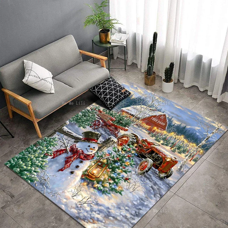 Рождественская елка на ферме Снеговик Санта-Клаус сани мухи кардинал Ретро