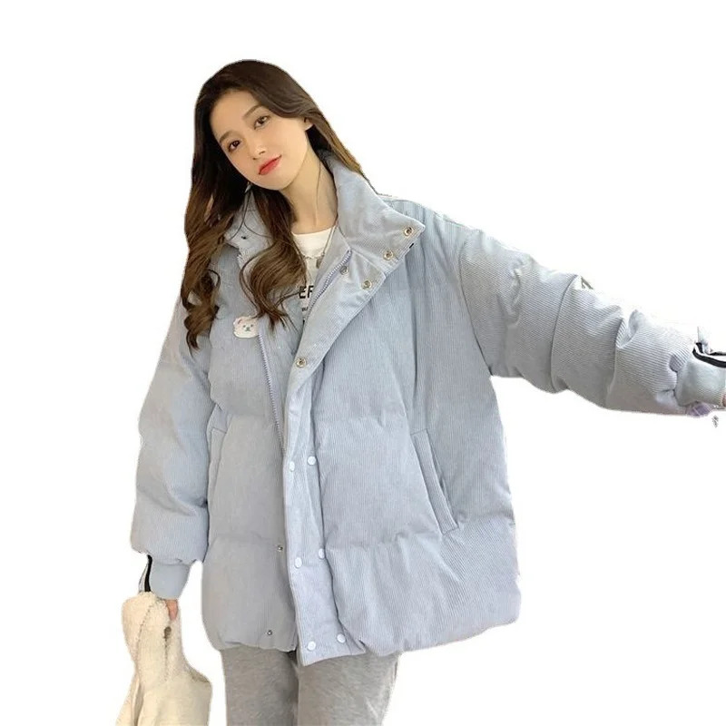 Corduroy Winter Coat Women Puffer Jacket Winter New Korean Style Long Ladies Over-the-knee Cotton Padded Jacket Keep Warm
