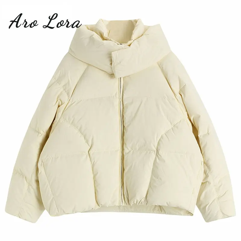 Women's Hooded Down Puffer Jackets 2022 Winter Warm Cotton Padded Parkas Loose Solid Thicken Female Coats Ladies Zippers Outwear