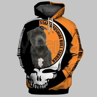 staffdroshire bull terrier 3d printed hoodies unisex pullovers funny dog hoodie casual street tracksuit