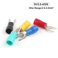 100pcs sv type insulated wire spring terminal sv3 5 4 sv3 5 5 sv3 5 6 spade fork type terminals cable lug connector 2 5 4 0mm2