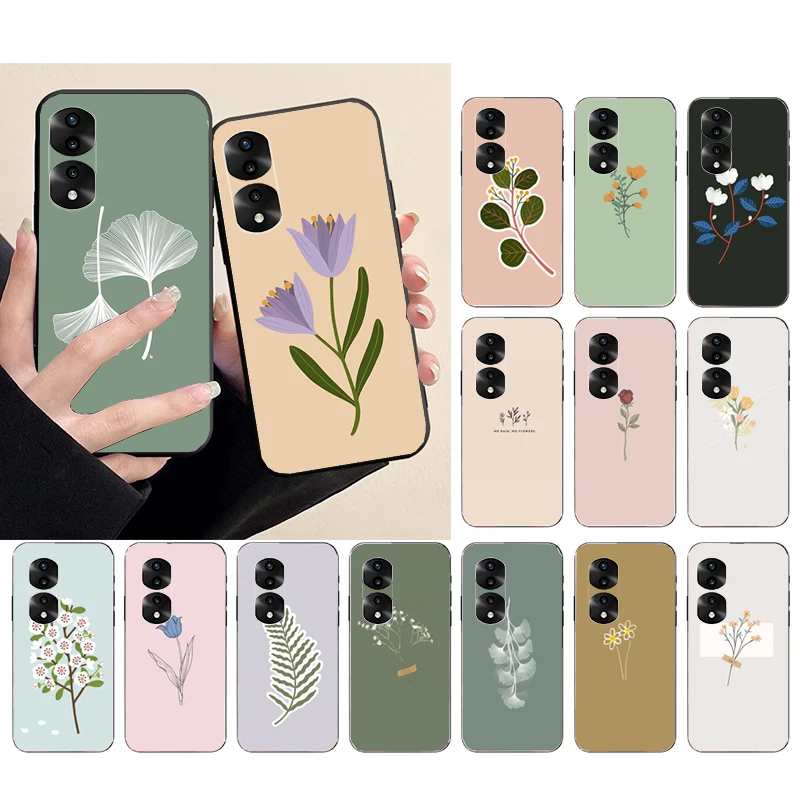 

Phone Case for Huawei Honor X9 X8 X7 X6 70 50 60 Pro 10X 20 Lite 8A 8S 8X 9X 9A 9S 10i Flower Leaves Case Capa Funda