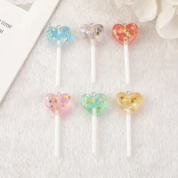 6pieces colorful sweet candy charms flatback resin heart lollipop pendant for earring keychain necklace diy making