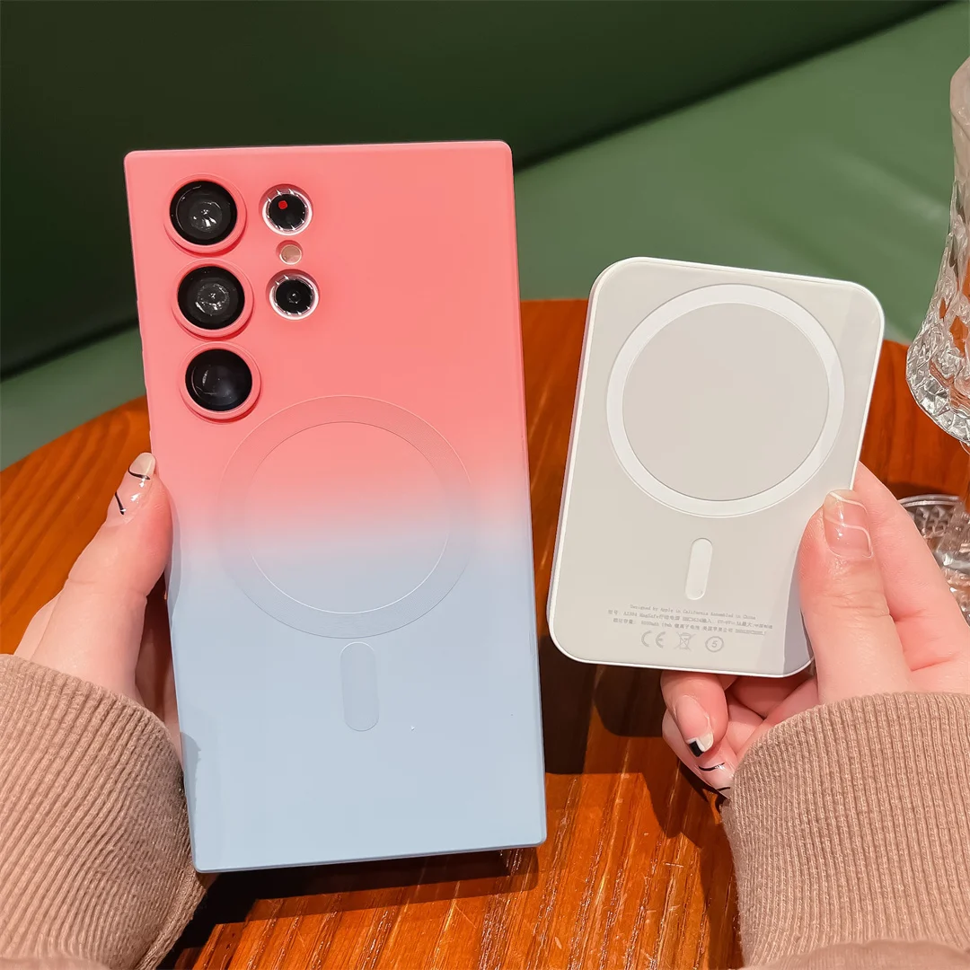 

Gradient Phone Case For Samsung Cover S23 Ultra S23 Plus S23 S22 S22plus S22 Ultra Soft Skin Liquid Tpu Magsafe Glass Lens Film