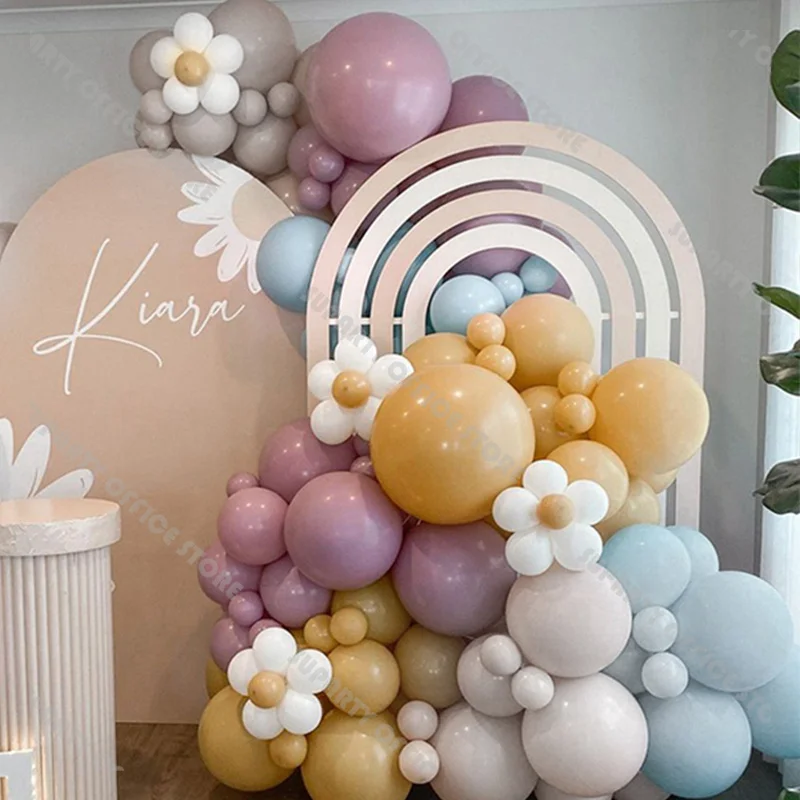 

123/175pcs Boho Birthday Balloon Garland Arch Kit Two Groovy Party Dusty Blue Purple Daisy Flower Balloons Baby Shower Baptism