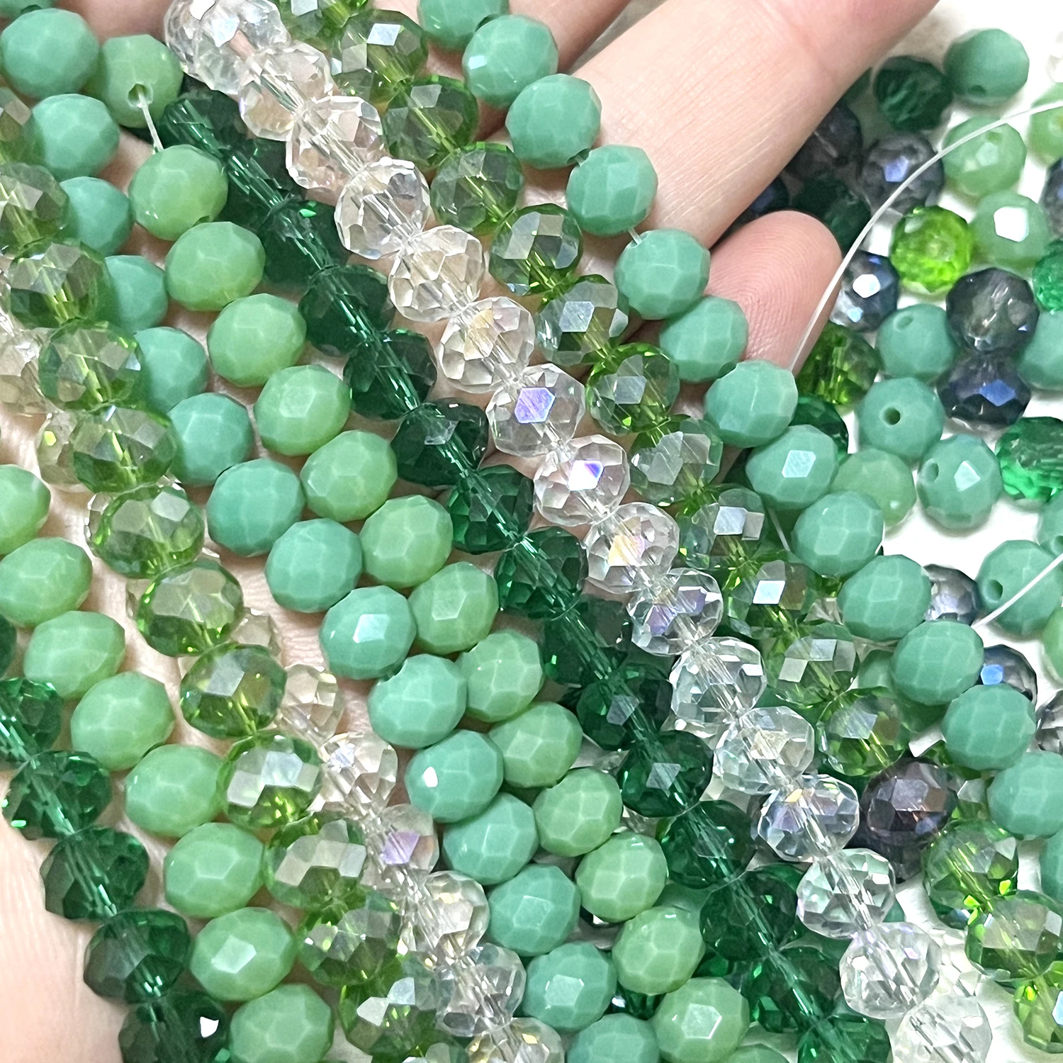 Green  Austria Faceted Glass Crystal Beads Loose Spacer Beads For Jewelry Making DIY Handmade Bracelest Necklace Accessorie 15''