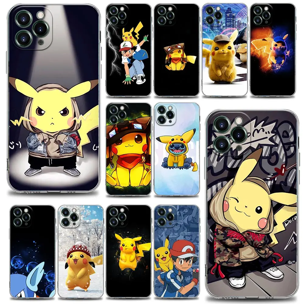 

Cute Anime Pikachu Pokemon Phone Case for iPhone 11 12 13 Pro Max 7 8 SE XR XS Max 5 5s 6 6s Plus Silicone Case Cover Pikachu