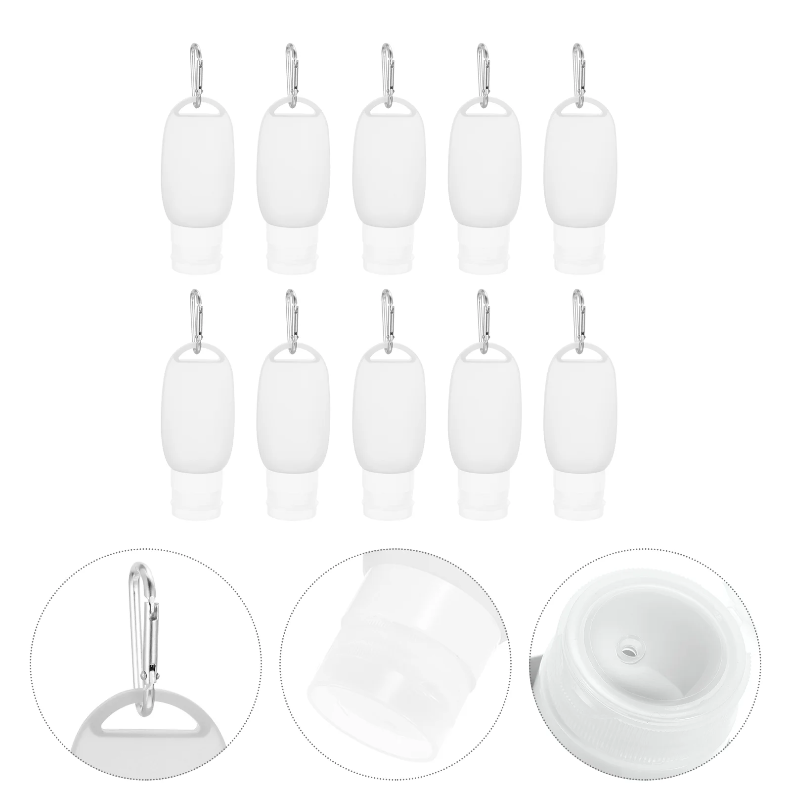 

10pcs Travel Empty Bottle with Carabiners Outdoor Travel Portable Cosmetic Empty Bottle