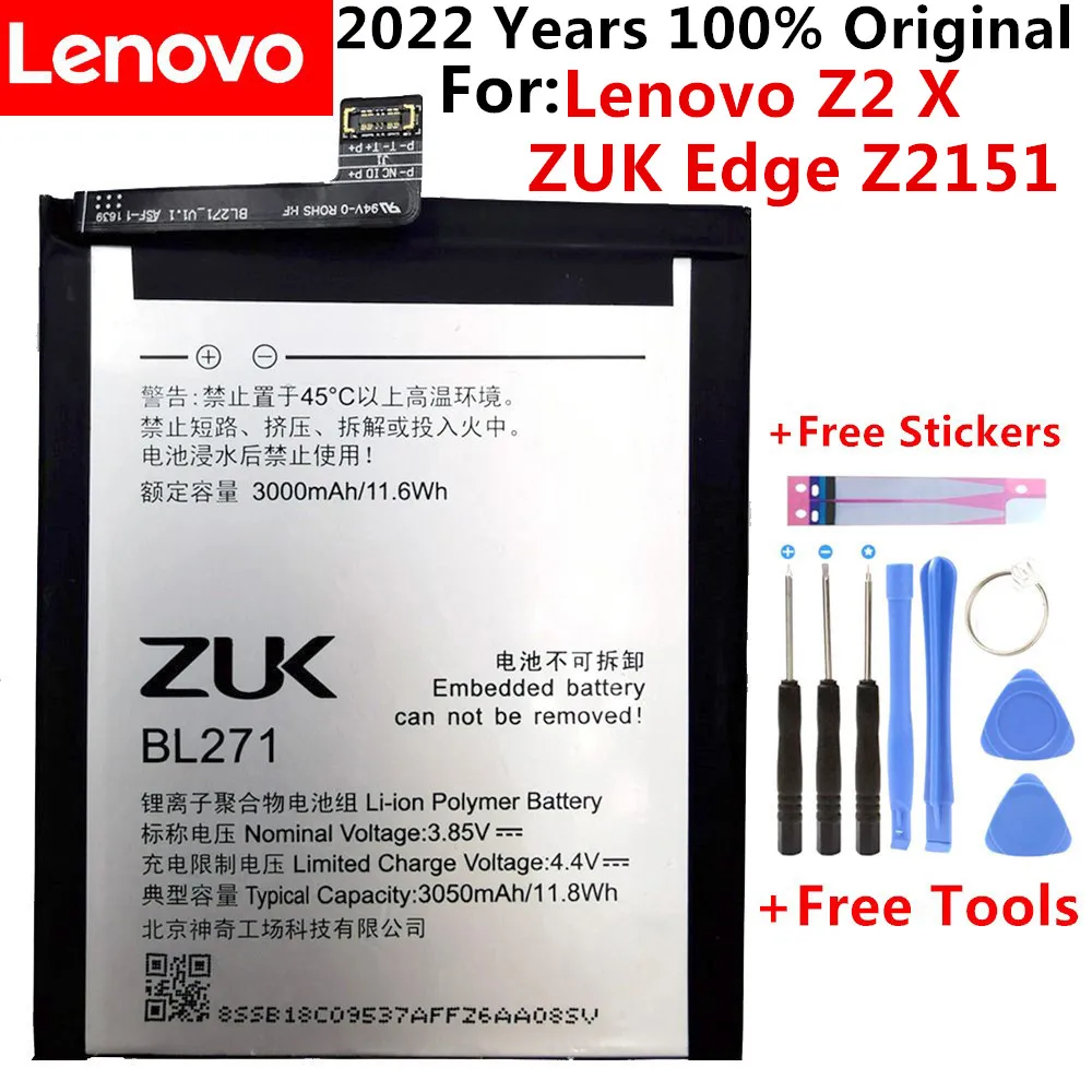 

100% Original Battery BL271 for Lenovo Z2 X/ ZUK Edge Z2151 akku Li-ion 3050mAh Quality Replacement Batteries+Free Tools