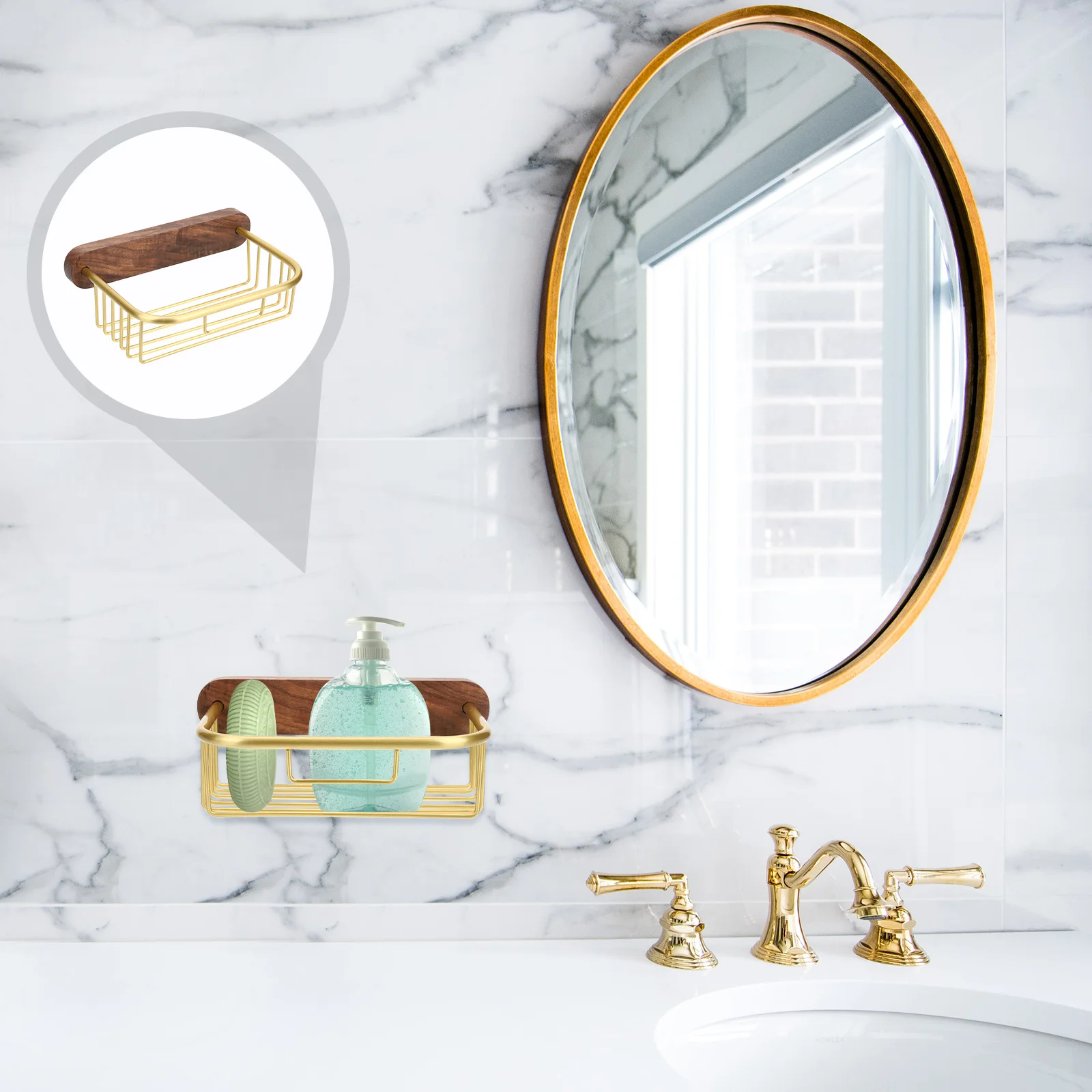 

Wall Organizer Shower Shelf Storage Bathroom Soap Dish Mount Adhesive Shelves Floating Holder Drillingshampoo Mountedseasoning