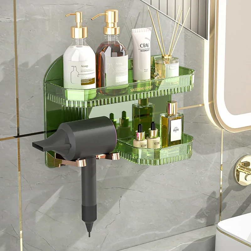 

wall mounted hair dryer holder Bathroom Organizer Clear Plastic Storage Container Hair Tool Organizer Bathroom Blow Dryer Holder