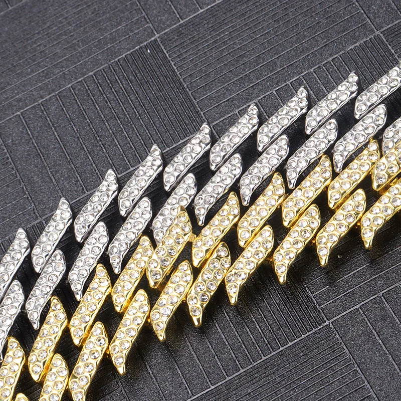 Man Bracelet Luxury Designer 18mm Spikes Thorny Jewelry Diamond Gold Plated Punk Accessories Aesthetic Crystal Chain Bracelet