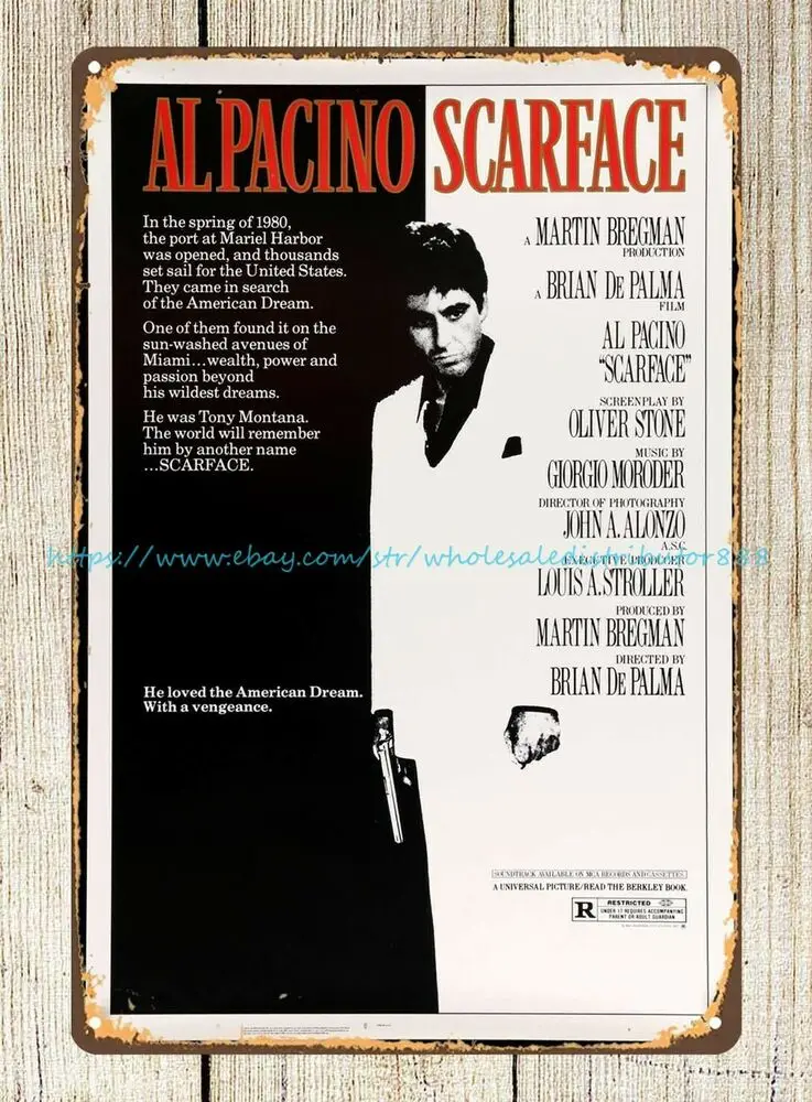 Scarface starring Al Pacino Гангстерский фильм постер металлический жестяной знак стена