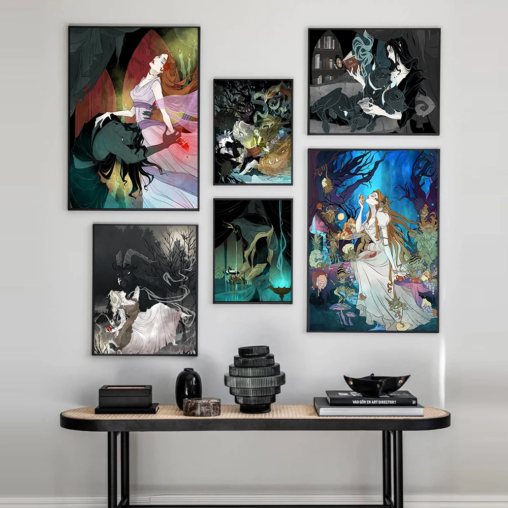 

Настенная картина греческой мифологии, мистическое искусство, готическая Русалка, художественная живопись, темная фантазия, ужас, ведьма, п...