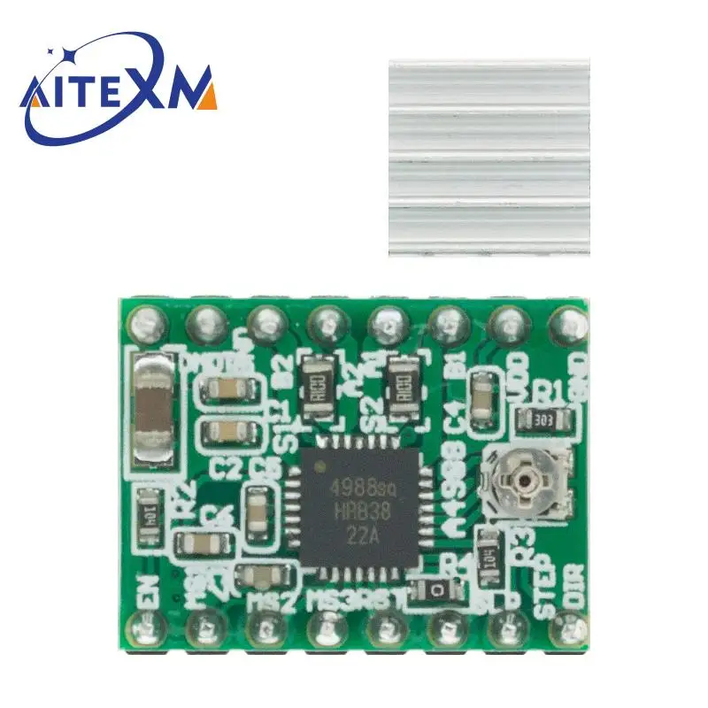 Запчасти для 3D-принтера A4988 DRV8825 Драйвер шагового двигателя с радиатором SKR V1.3 1 4 GTR