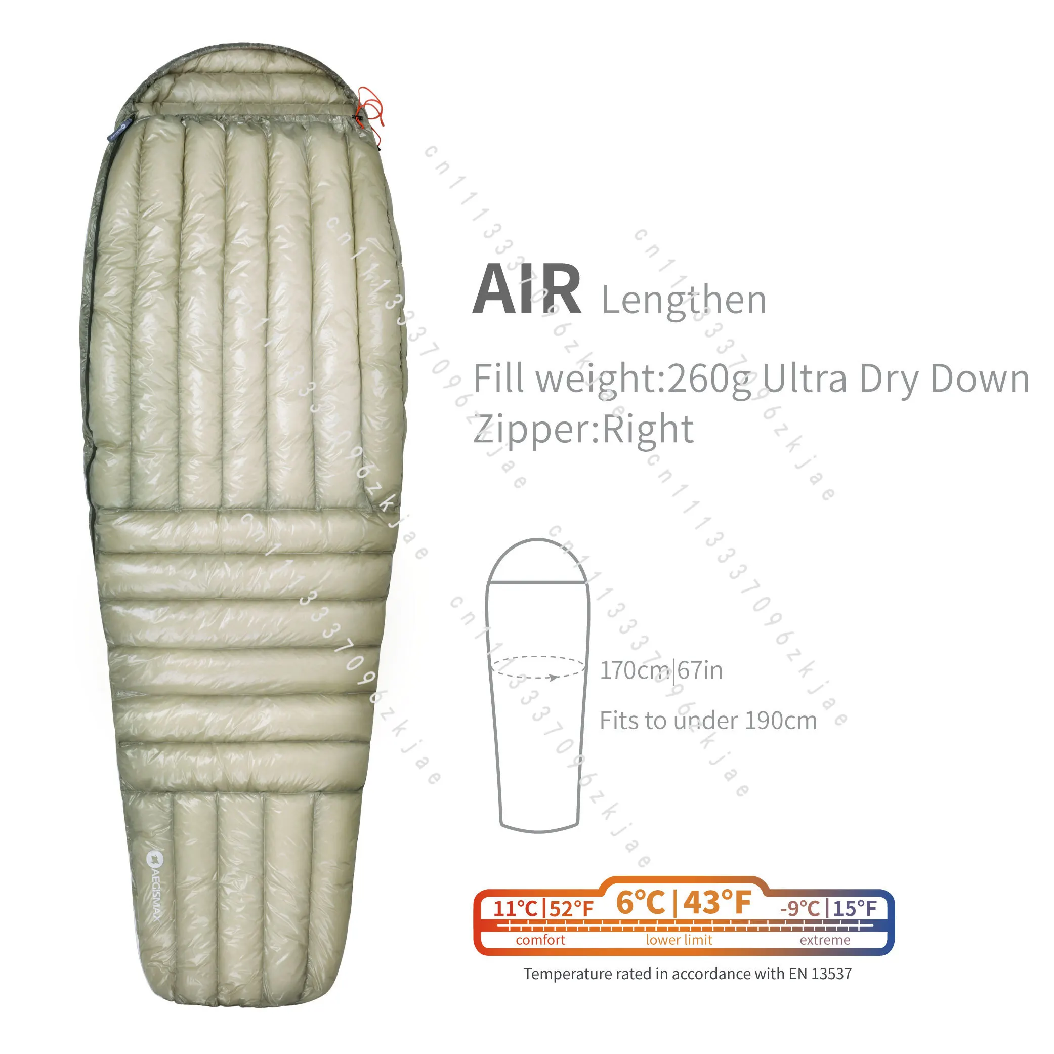 Фото Спальный мешок AIR 10D 800FP Ultra Dry Down: ультралегкий, для кемпинга, походов, туризма, активного отдыха, нейлоновый, с наполнителем из утиного пуха №1