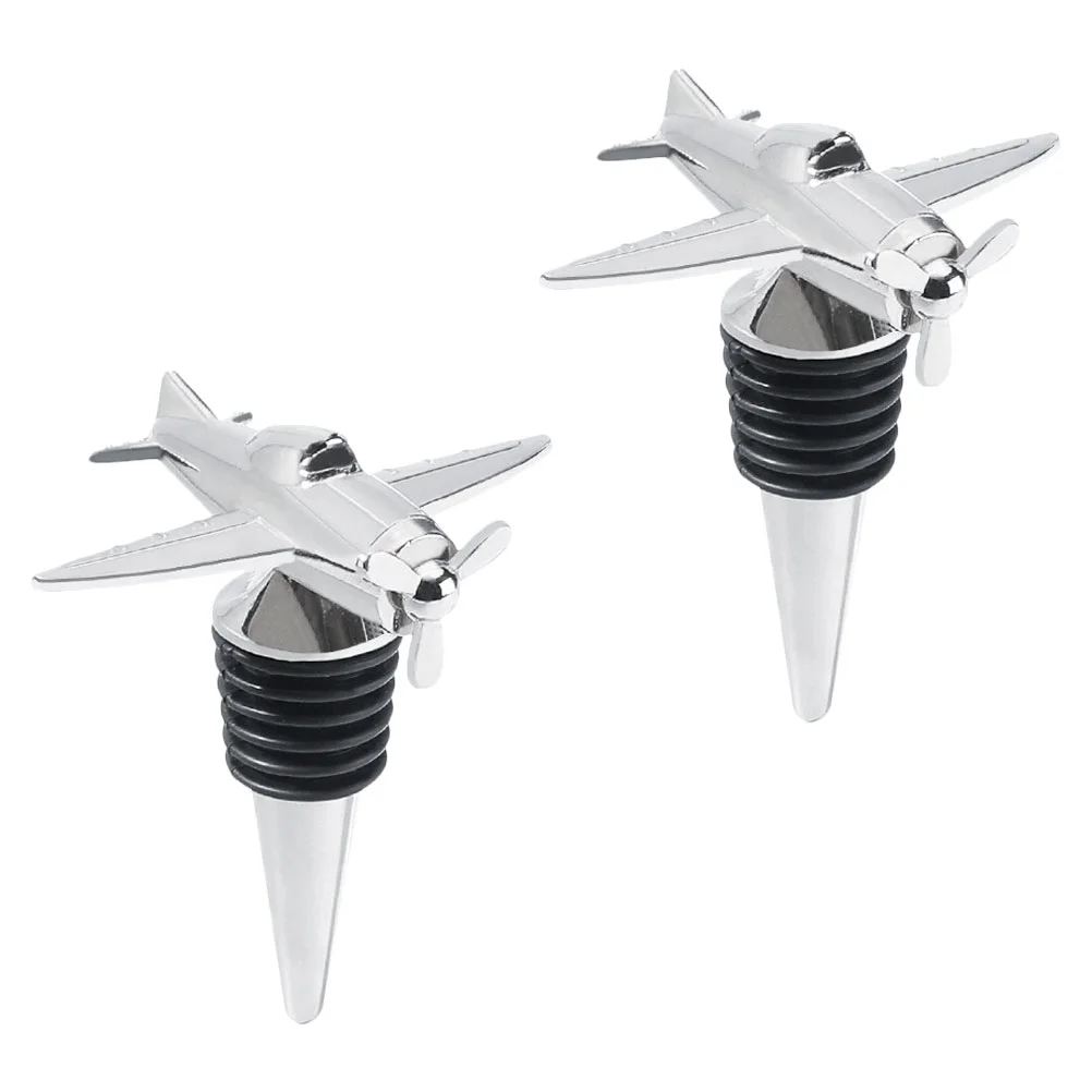 

2pcs Airplane Stopper Bottle Tops Plug Silicone Stoppers Oil Pourer Spout Saver Stopper Bottle Sealer