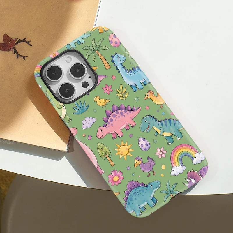 Матовый чехол Fcicicase для iPhone 17 Air 16 Pro Max 15 14 Plus 13 12 с рисунком динозавров и животных, магнитный, для Magsafe (art.: 3920db7cdc020) - 3920db7cdc020