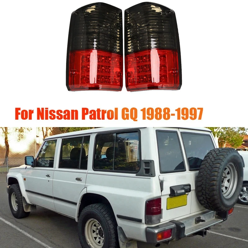 

1Pair Car LED Tail Light 26555-05J00 For Nissan Patrol GQ 1988-1997 Series 1 2 Rear Bumper Brake Stop Lamp Red+Smoked