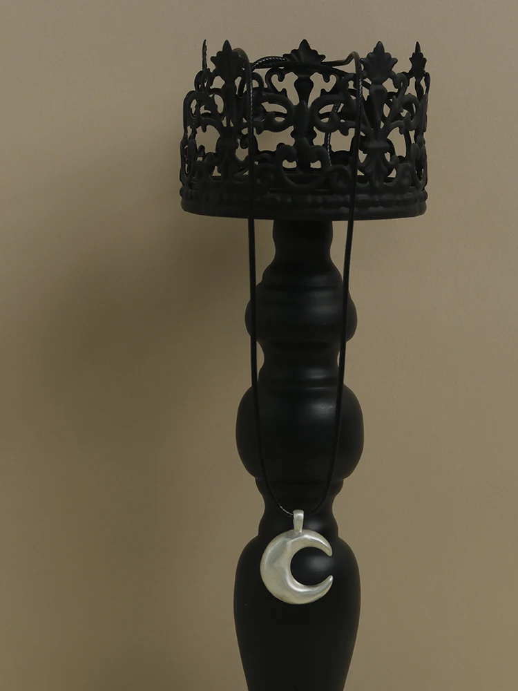 Кулон Moment Fantasy World Moon из стерлингового серебра кожаное ожерелье веревки длинная