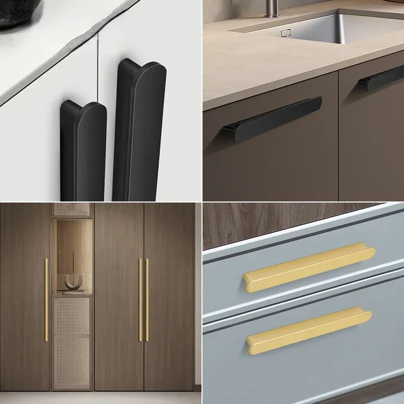 Скандинавская дуга медная матовая Золотая черная ручка для выдвижного ящика