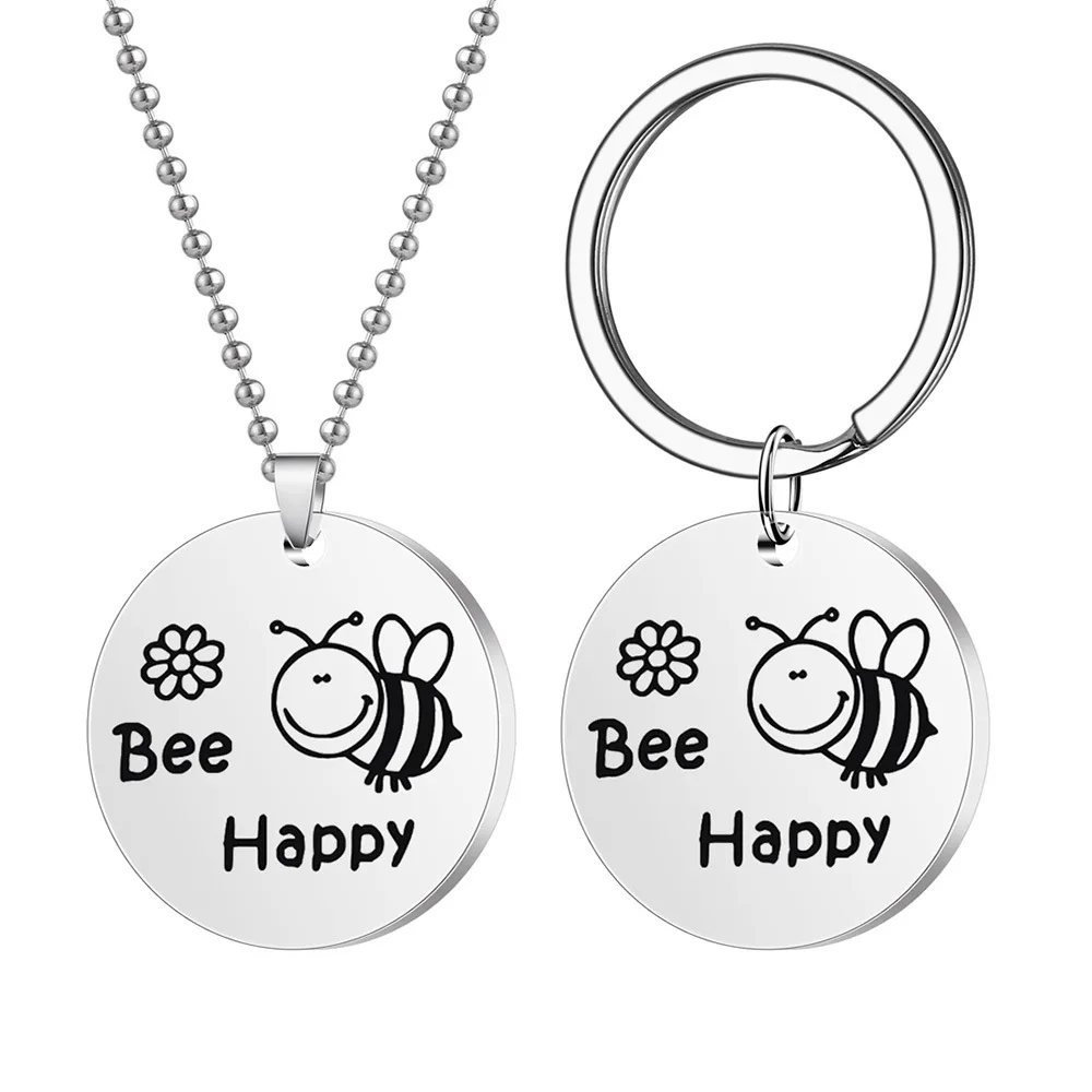 

Брелок для ключей Be Happy Bee, детский аксессуар из нержавеющей стали с подвеской, Ювелирное Украшение для детей и женщин