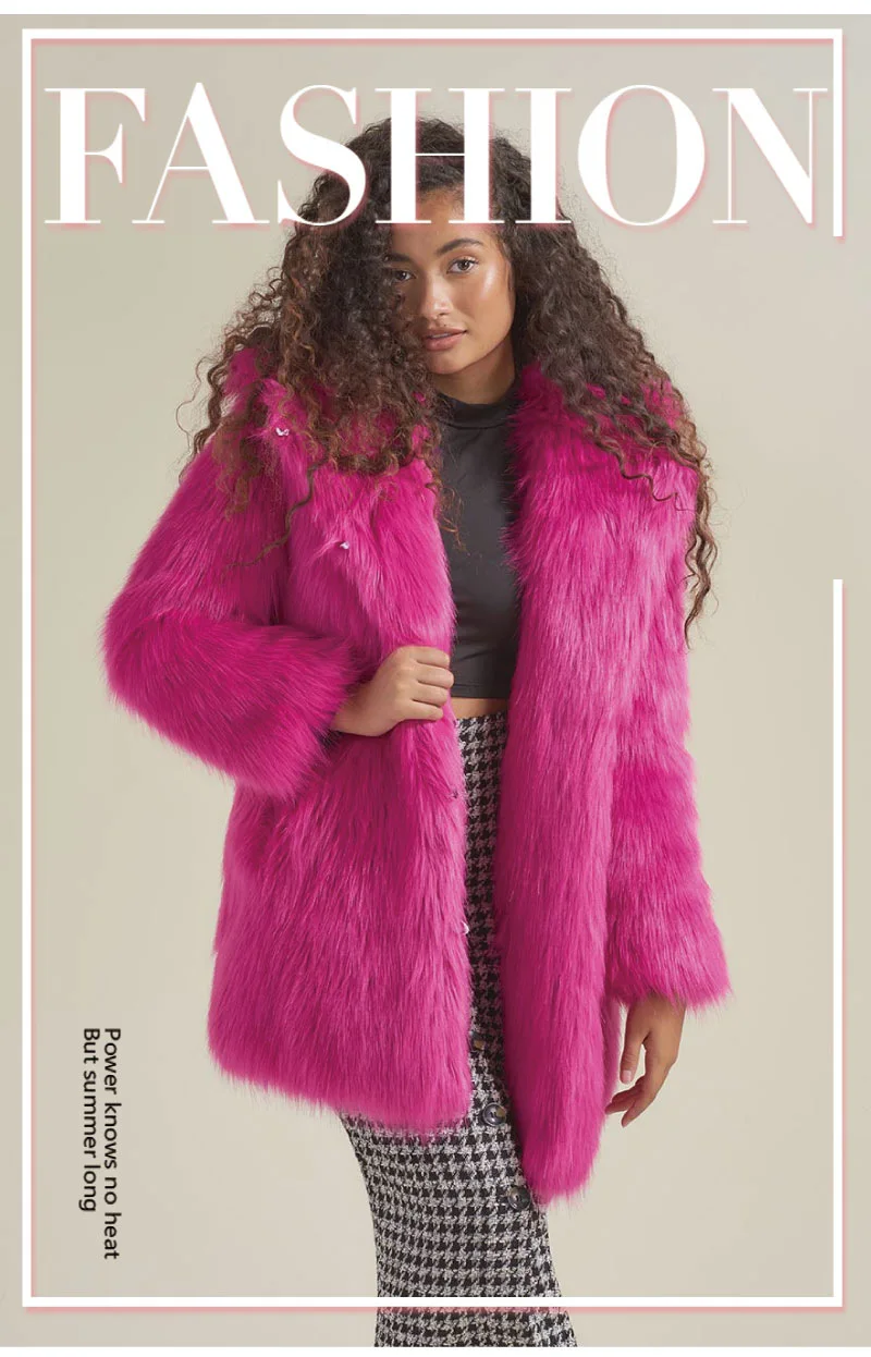 Women 'S Fur Coat Autumn And Winter Warm Hooded Mid-Length Faux Fur Coat Women Winter Coat Women