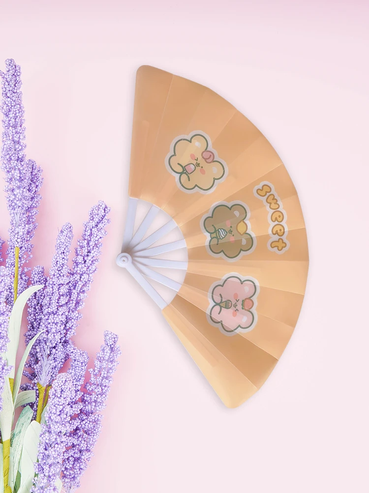 

Folding Fan Cartoon Small Fan Handmade Student Folding Fan Portable Mini Plastic Summer Cute Fan for Kid Gift Home Decoration