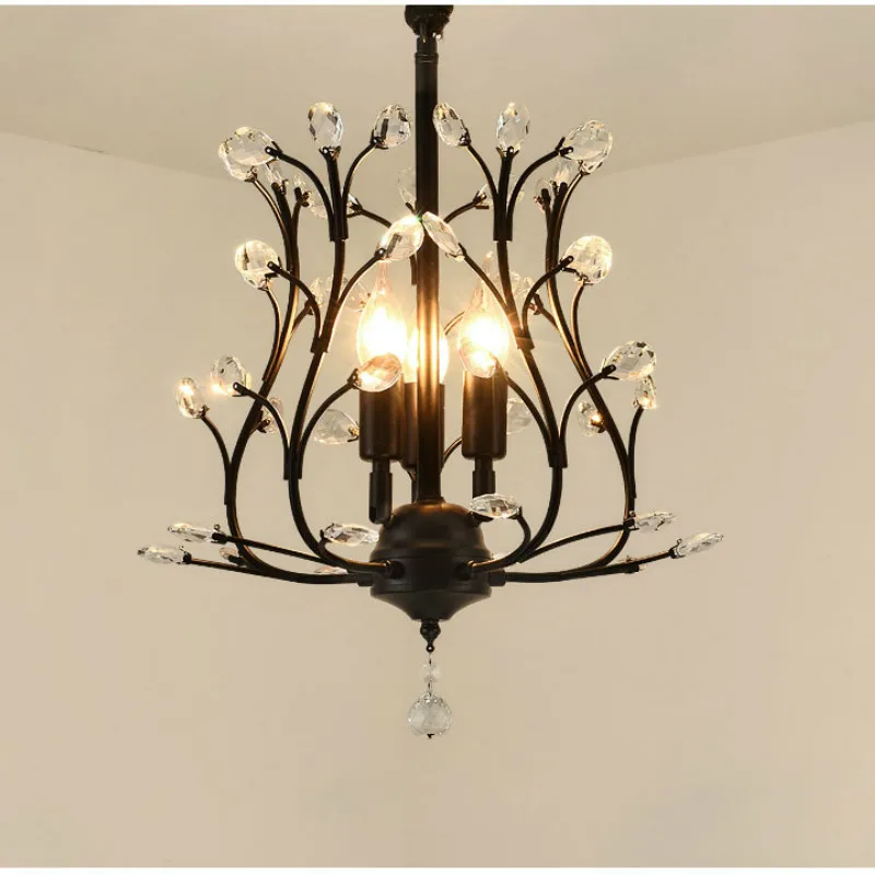 

Маленькая Хрустальная люстра Merican, светильник для спальни, кабинета, потолочные люстры, золотистый и черный блеск, осветительные приборы, WF