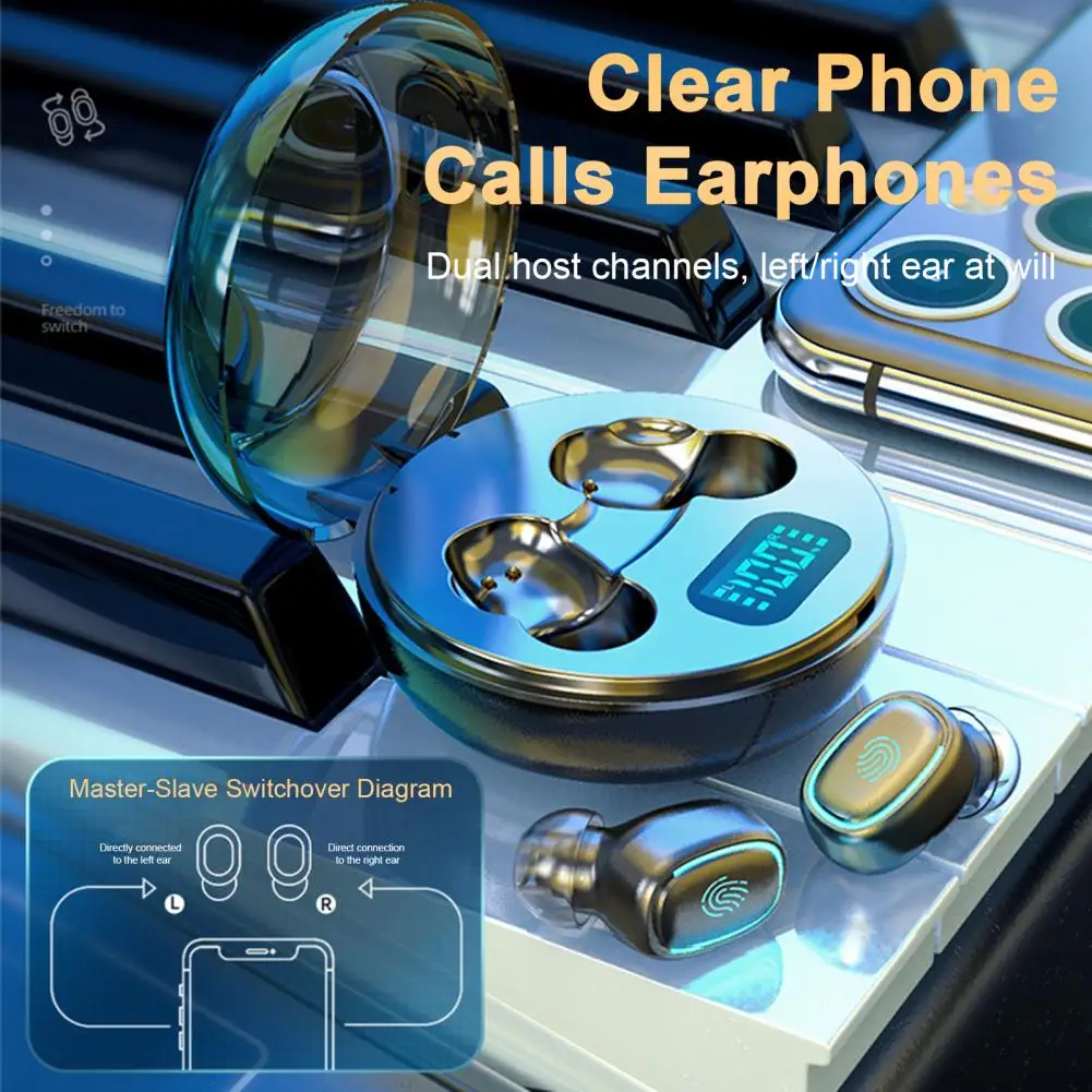 

Visible Power Indicator Earphones Hifi Sound Led Power Display Wireless Earphone with Noise Cancelling Heavy Brass