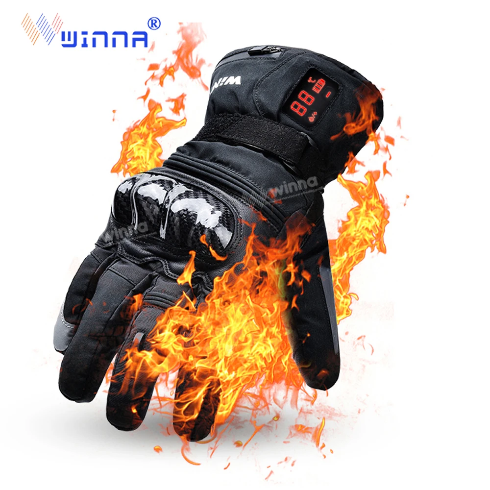 Winter Warm 2200mAh Battery Rechargeable Electric Heated Glove Waterproof Windproof Heating Gloves For sports bike Riding Skiing