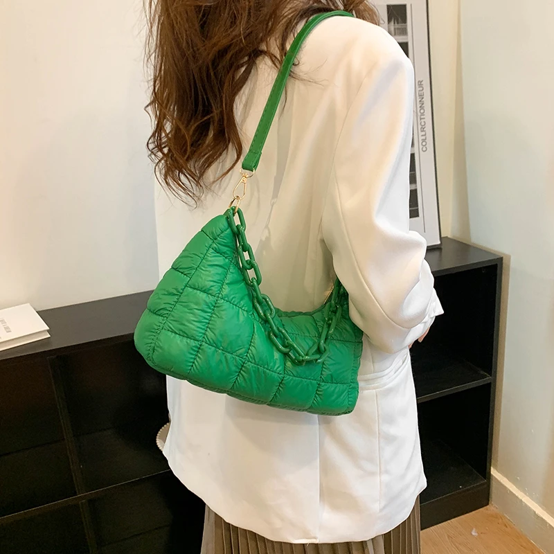 

Сумка на плечо с хлопковой подкладкой для женщин, зимние стеганые дамские сумочки для подмышек, Повседневная модная подходящая ко всему одн...