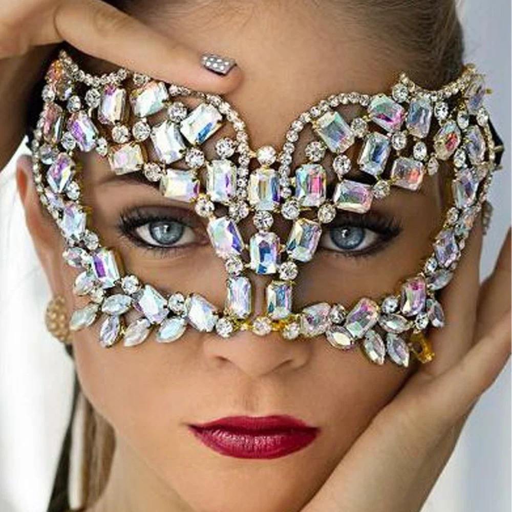 

Stonefans Luxury Mask for Face Women Full Halloween Sexy Rhinetsone Wedding Crystal Masquerade Costume Headwear Mardi Gras Mask
