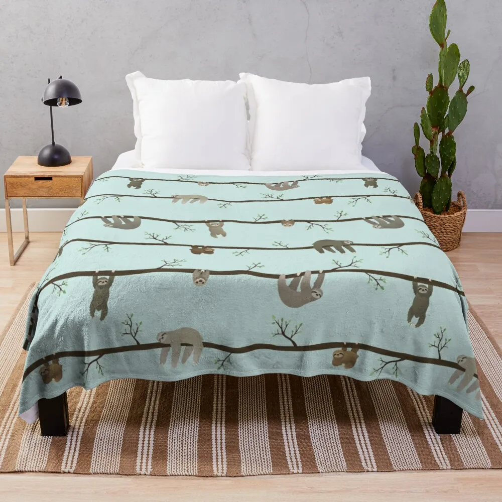 

sloths (blue) Throw Blanket Soft Large Blanket
