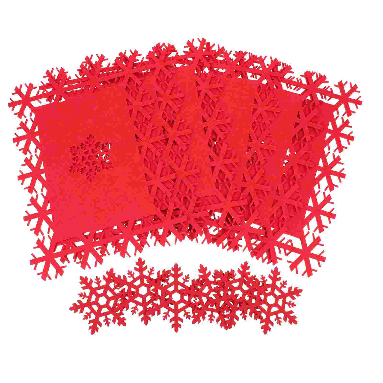 

Christmas Placemats Snowflake Table Pad Mat Cupholder Kitchen Place Mats Decor Lace Bowl Drink Coasters Ornaments
