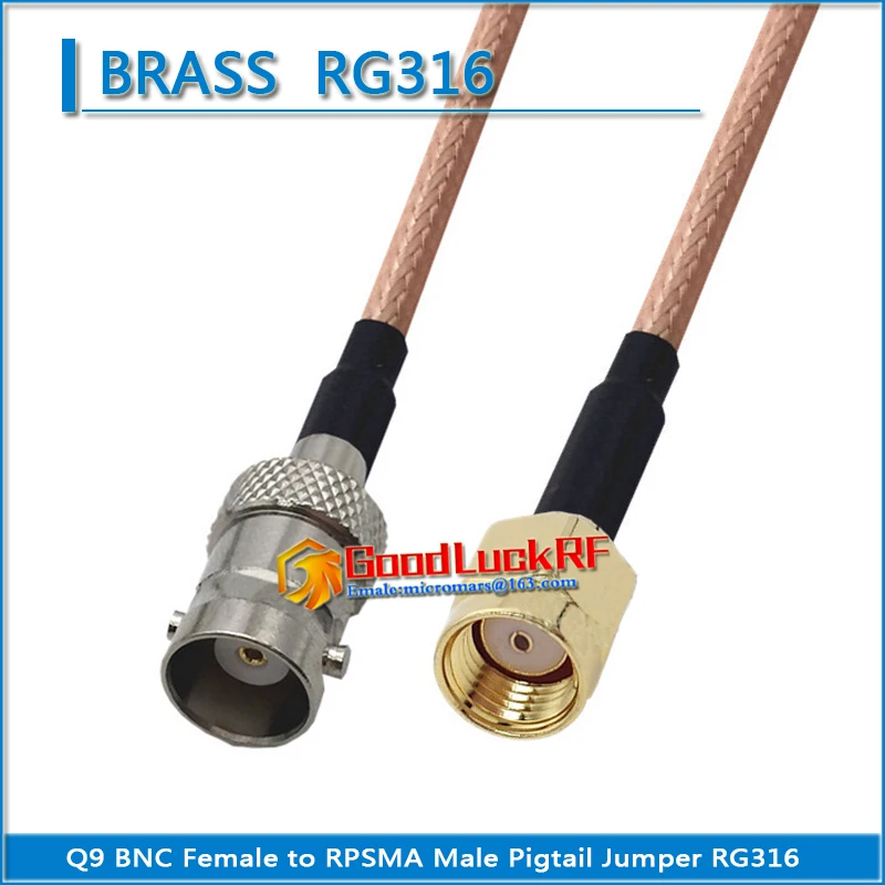 

1X Pcs Q9 BNC Female to RP SMA RP-SMA RPSMA Male Plug Pigtail Jumper RG316 Extend Cable RF Connector Low Loss