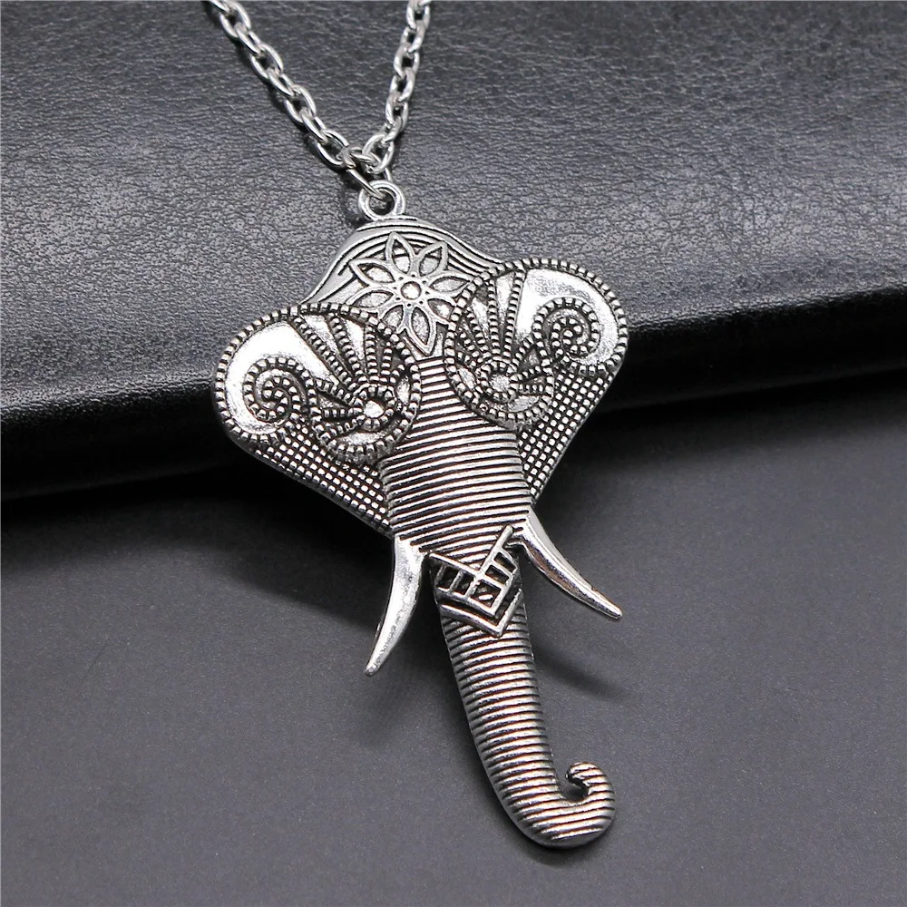 Цепочка с кулоном в виде головы слона, 2 цвета, 61x37 мм