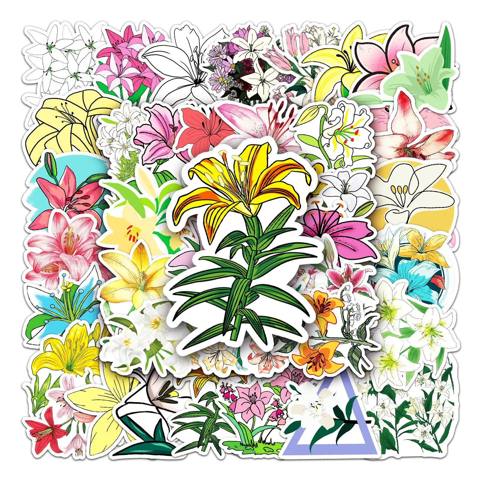 

10/30/50PCS New Animation Cartoon Lily Flower Graffiti Skateboard Laptop Cup DIY Waterproof PVC Children'S Toys Reward Stickers