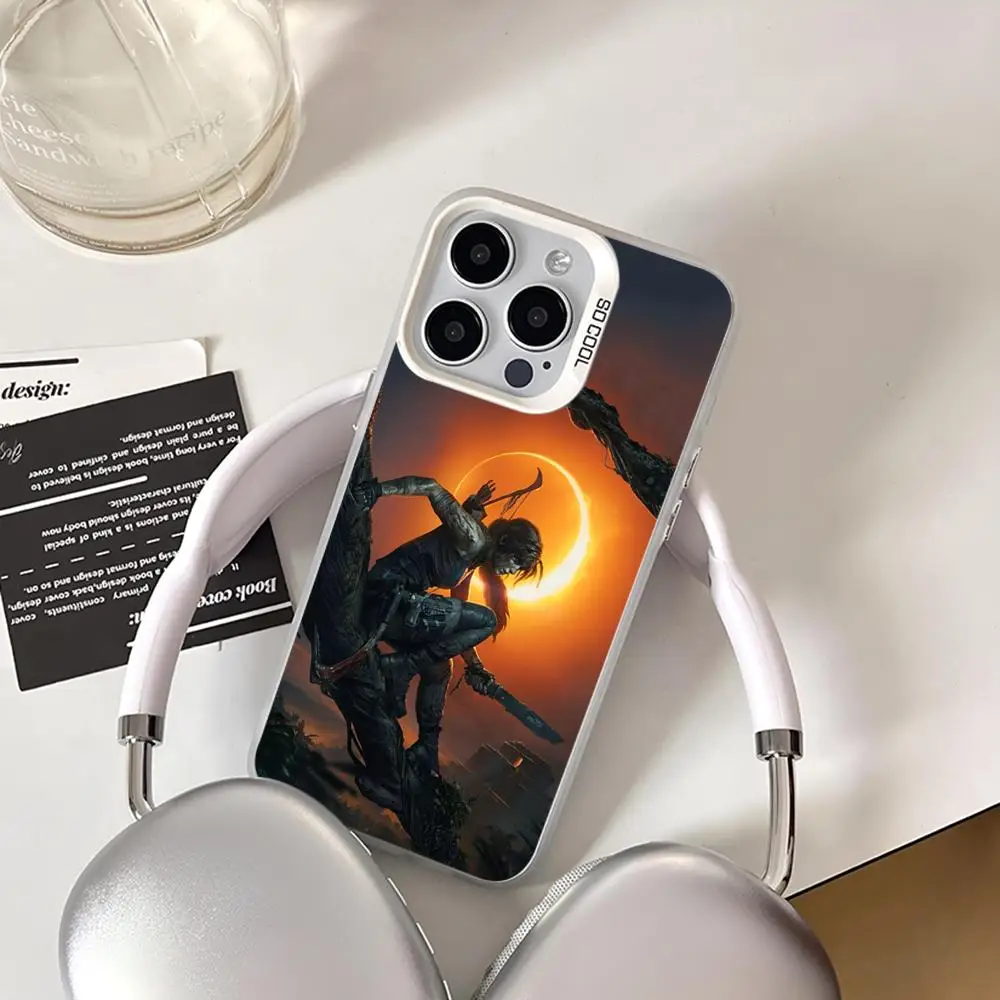 Чехол для телефона L-Lara Croft Tomb Raider Iphone 16-11 Pro Max Xr X Xs 8 7 Plus белый цвет серебристый