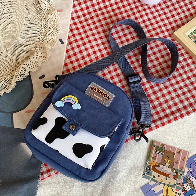 Модная нейлоновая сумка через плечо с коровьим принтом для женщин-милый