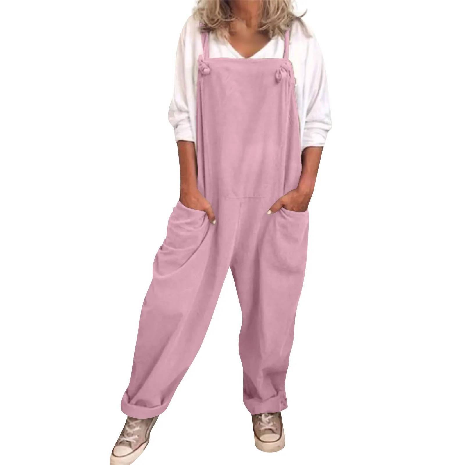 Женский полукомбинезон повседневные однотонные свободные удобные комбинезоны с