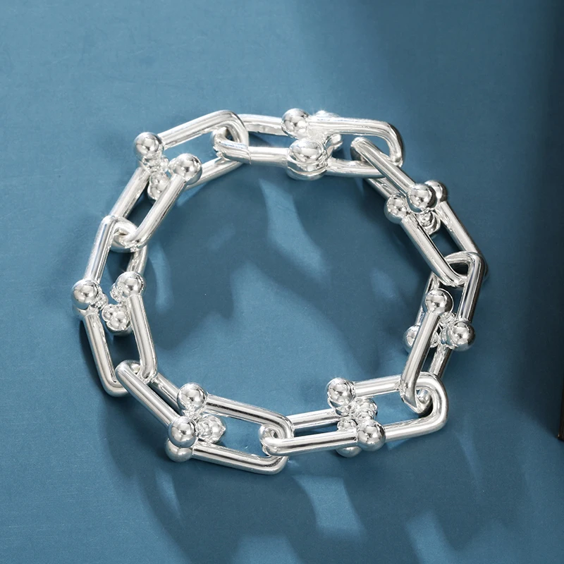 

Модные Классические U-образные браслеты большого размера из стерлингового серебра 925 пробы браслет высокого качества Ювелирные изделия Подарки Бесплатная доставка