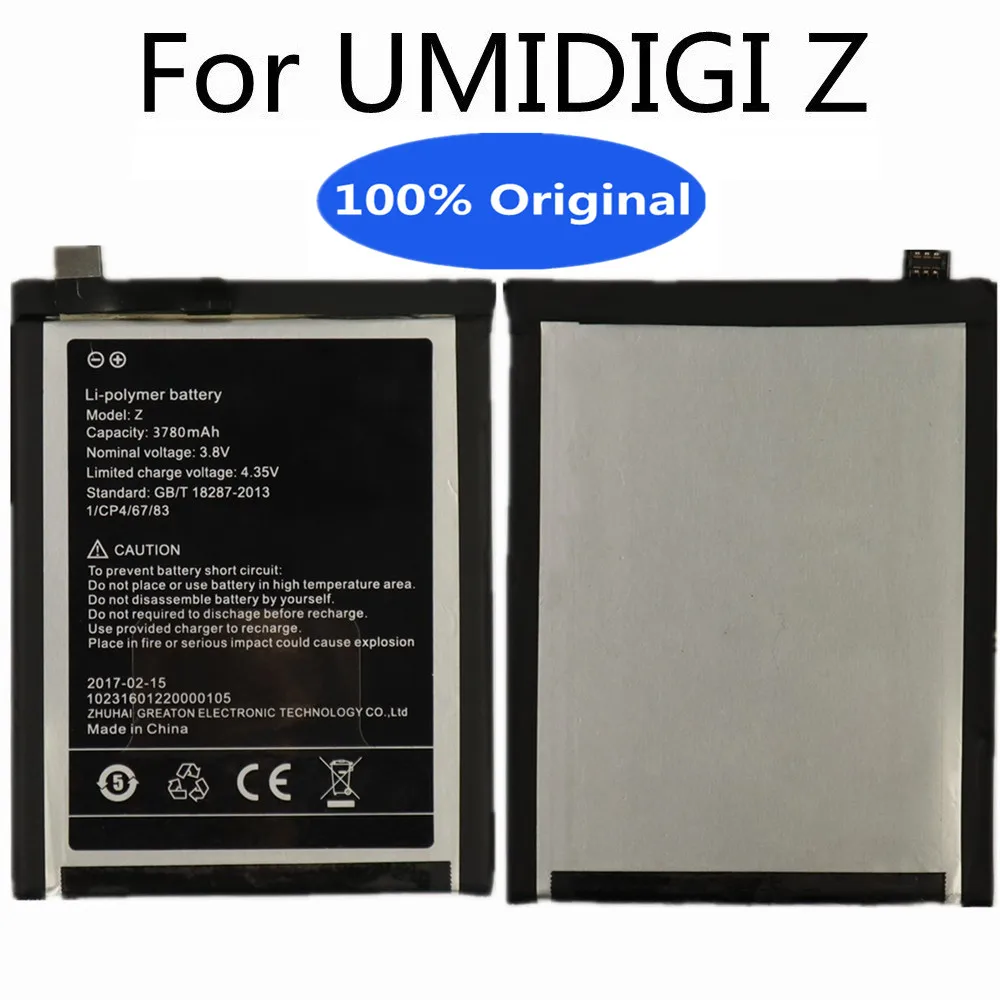 Новый 100% Оригинальный аккумулятор для телефона Umi UMIDIGI Z Высокое качество большая емкость 3780 мАч оригинальная искусственная кожа